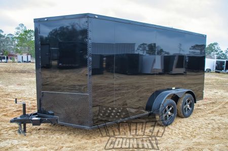 New 2026 NEW 7 x 14 V-Nosed Enclosed Motorcycle Cargo Trailer w/BLACKOUT PACKAGE