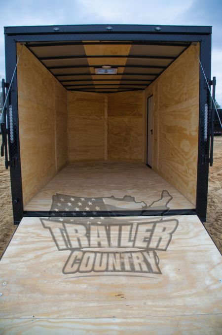 New 2026 NEW 7 x 14 V-Nosed Enclosed Motorcycle Cargo Trailer w/BLACKOUT PACKAGE