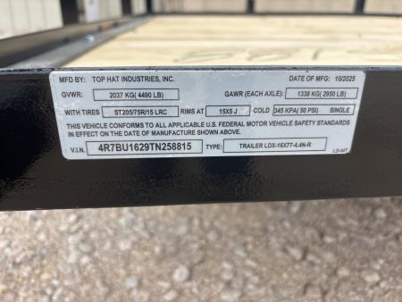 New 2026 Top Hat LDX Utility Trailer