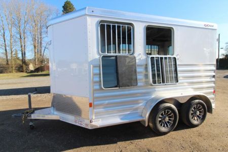 New $570 Below Cost! 2025 Exiss Express XT 2 Horse Trailer-Easy Care Flooring- 7'2" Tall- Blanket Bar- Adjustable Saddle Rack-LED Lights- Double Rear Doors