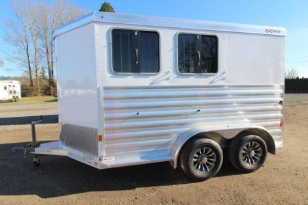 New $570 Below Cost! 2025 Exiss Express XT 2 Horse Trailer-Easy Care Flooring- 7'2" Tall- Blanket Bar- Adjustable Saddle Rack-LED Lights- Double Rear Doors