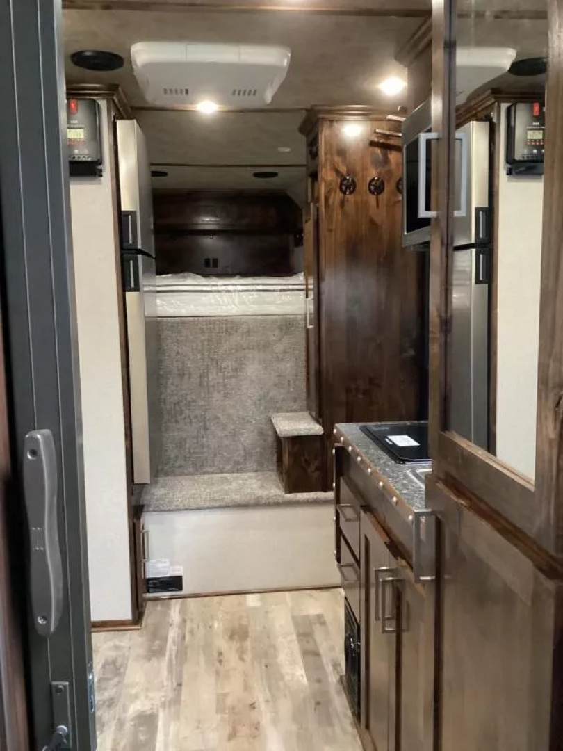 New 2026 Trails West SIERRA 12X12 LQ - Slide-out 4 Horse Trailer - SOLAR!! -power awning-escape door- Side Tack- 10cu.ft. Fridge