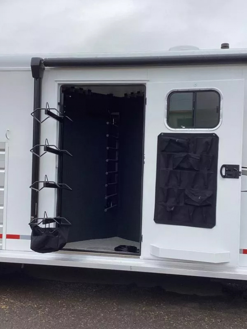 New 2026 Trails West SIERRA 12X12 LQ - Slide-out 4 Horse Trailer - SOLAR!! -power awning-escape door- Side Tack- 10cu.ft. Fridge