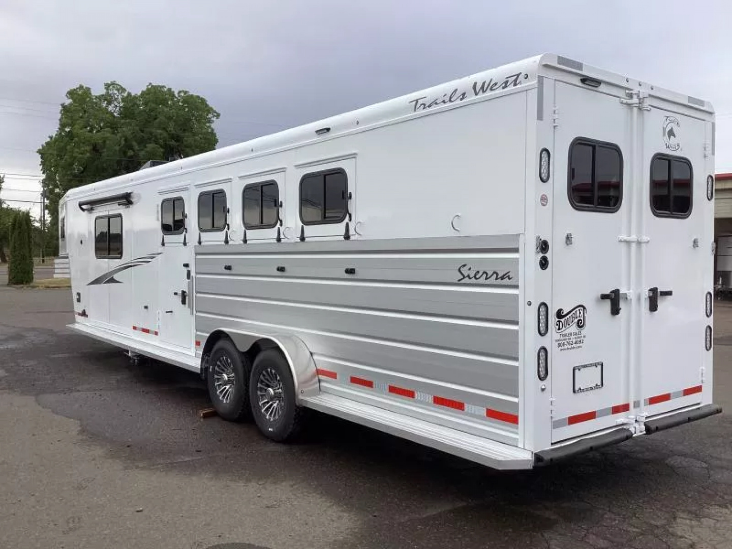 New 2026 Trails West SIERRA 12X12 LQ - Slide-out 4 Horse Trailer - SOLAR!! -power awning-escape door- Side Tack- 10cu.ft. Fridge