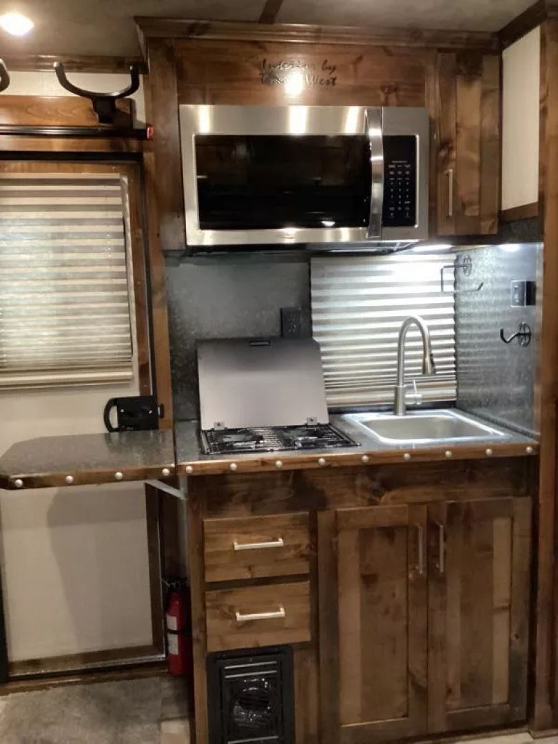 New 2026 Trails West SIERRA 12X12 LQ - Slide-out 4 Horse Trailer - SOLAR!! -power awning-escape door- Side Tack- 10cu.ft. Fridge