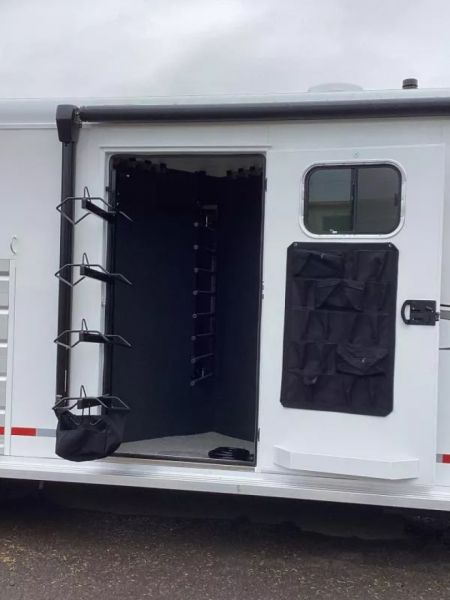 New 2026 Trails West SIERRA 12X12 LQ - Slide-out 4 Horse Trailer - SOLAR!! -power awning-escape door- Side Tack- 10cu.ft. Fridge