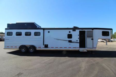 New 2026 Trails West Sierra 13x17 LQ w/Slide - SOLAR - Portable Gen Ready /w Hay Pod - Oven & more!- Escape Door - 4 Horse Trailer