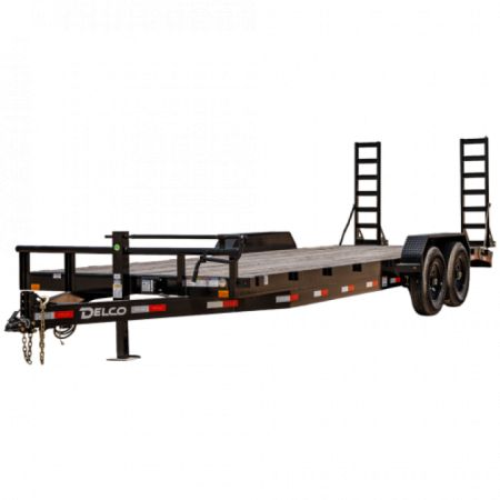 New 2026 Delco Trailers C520 Bumper Pull Open Car Hauler, 83 x 20' -14k, 2' Dove Diamond Plate Trail w/ HD Fold Up Ramps
