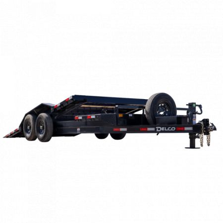 New 2026 Delco T720 14k Bumper Pull Full Tilt Equipment Trailer-Black, Tilt Deck w/ Knife Edge