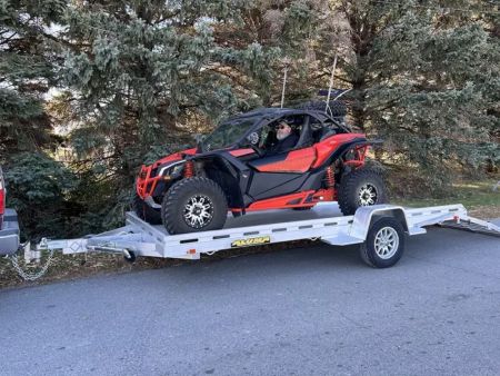 New 2026 Aluma 80x14' Single Axle Bi-Fold Tailgate, Electric Brake Ramp, Slotted Rail Car Hauler