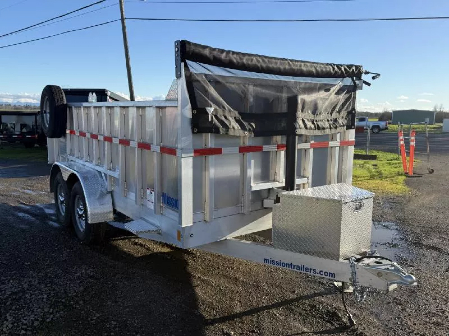 New 2026 Mission 7x14' Dump Trailer, 36" Tall Sides, 2-7k Leaf Spring Braked Axles, Spare Tire