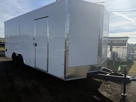 New 2026 Compass 8.5x20' Enclosed Car Hauler-Indigo DLX Flat Top V-Nose-7k GVWR-6  Addt'l Height-Fold Down Stabilizer Jacks