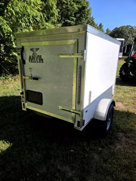 New 2026 Anvil 4x6 Barn door enclosed cargo trailer white Cargo / Enclosed Trailer