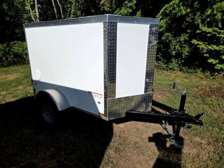 New 2026 Anvil 4x6 Barn door enclosed cargo trailer white Cargo / Enclosed Trailer