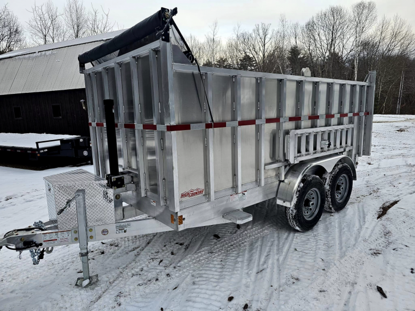 New 2024 7x14 14k gvwr aluminum dump trailer high sides - High Country Trailers